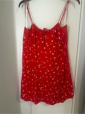Zara Red and White Star Print Spaghetti Strap Dress